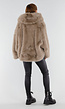 Beige Oversized Faux Fur Jas met Capuchon