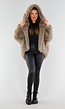 Beige Oversized Faux Fur Jas met Capuchon
