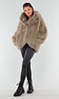 Beige Oversized Faux Fur Jas met Capuchon
