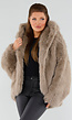 Beige Oversized Faux Fur Jas met Capuchon