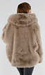 Beige Oversized Faux Fur Jas met Capuchon