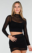 Zwarte Sportieve Mesh Top