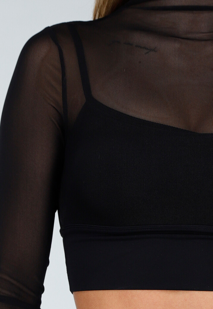 Zwarte Sportieve Mesh Top met Ingewerkte Pads