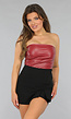 Burgundy Bandeau Top in Lederlook