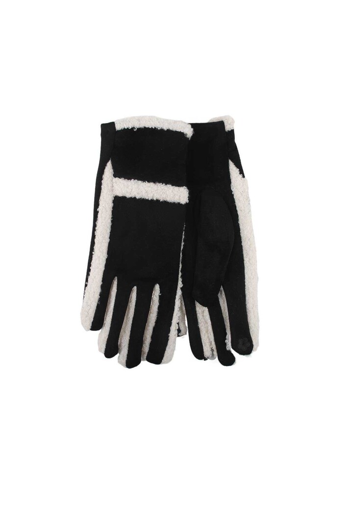 Warme Suède Handschoenen met Zachte Teddy Voering en Contrasterende Afwerking