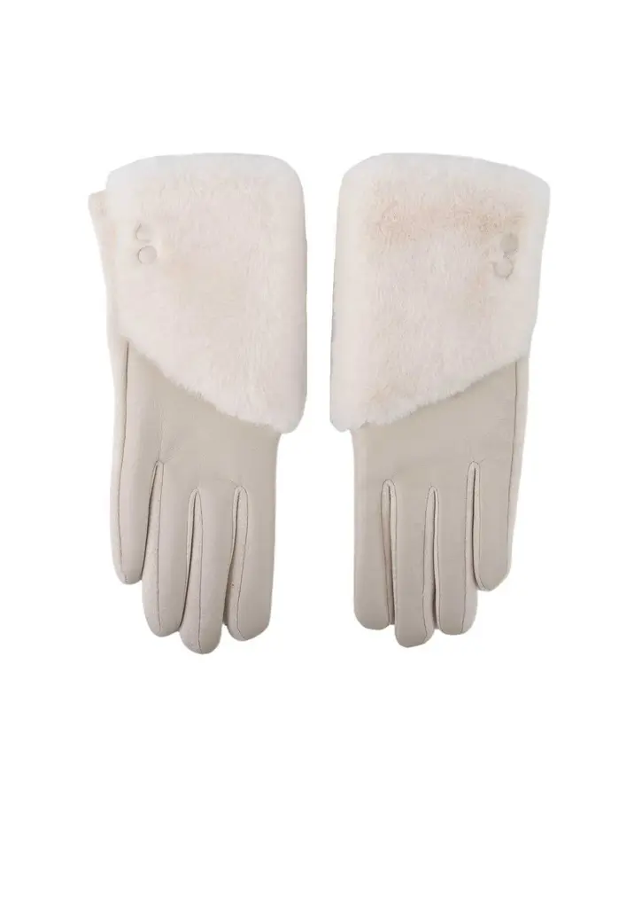 Leren Handschoenen met Faux Fur