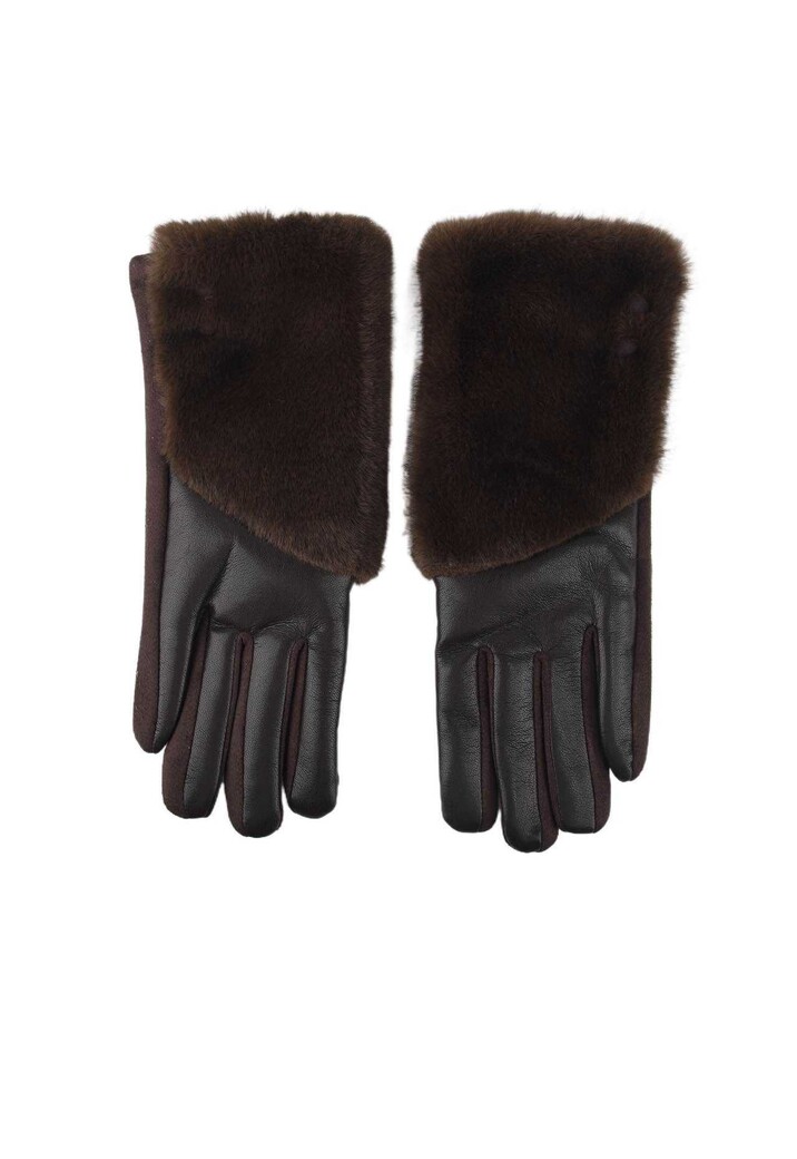 Leren Handschoenen met Faux Fur
