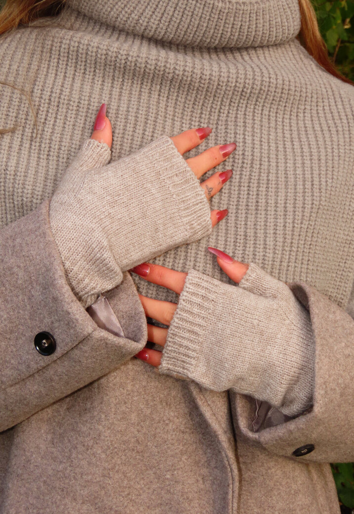 Gebreide Vingerloze Handschoenen met Duimopening