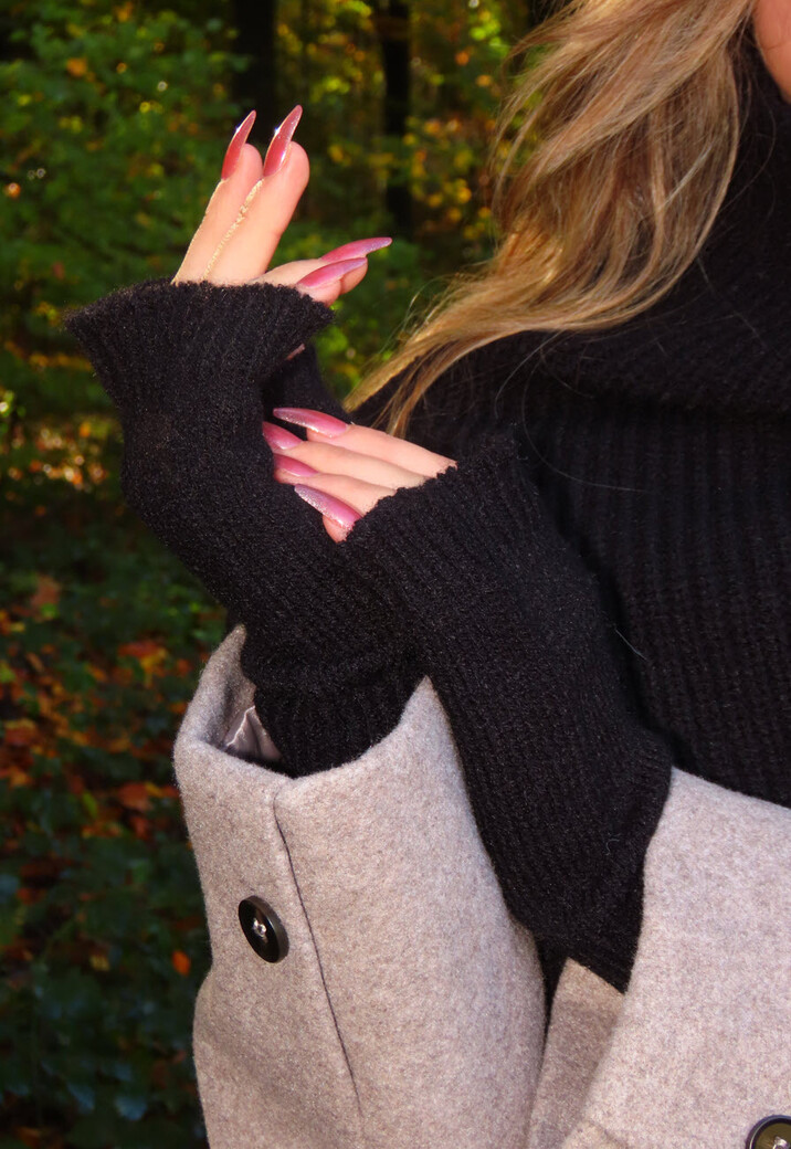 Gebreide Vingerloze Handschoenen met Duimopening