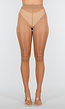Beige Glanzende Panty met Hoge Taille en Corrigerend Effect