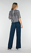 Zeeblauwe Linnenlook Glitter Pantalon met Stretchband