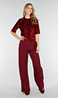 Bordeauxrode Linnenlook Glitter Pantalon met Stretchband