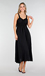 Zwarte Midi Jurk met Brede Bandjes en Stretch