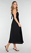 Zwarte Midi Jurk met Brede Bandjes en Stretch