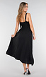 Zwarte Midi Jurk met Brede Bandjes en Stretch
