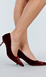 Bordeauxrode Velvet Pumps met Spitse Neus en Middelhoge Hak