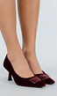 Bordeauxrode Velvet Pumps met Spitse Neus en Middelhoge Hak