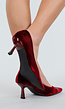 Bordeauxrode Velvet Pumps met Spitse Neus en Middelhoge Hak