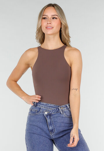 Bruine Mouwloze Skins Body