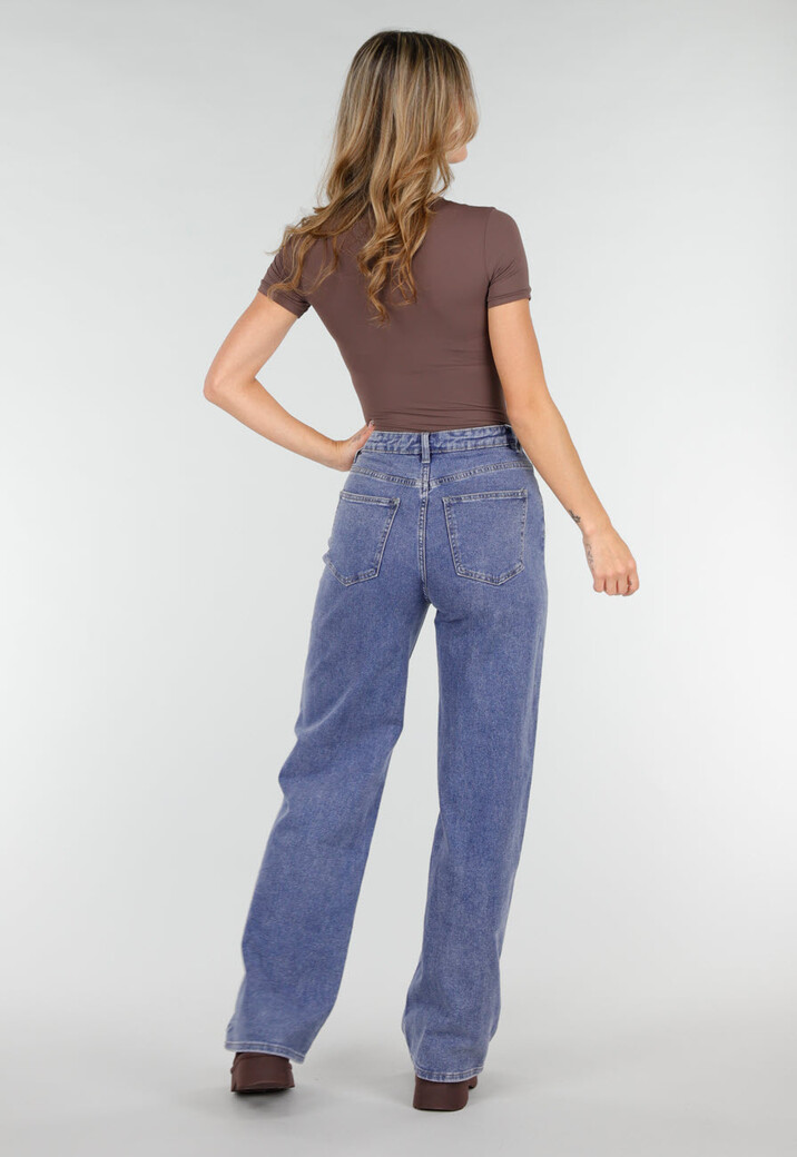 Bruine Stringbody met Korte Mouwen en Naadloze Afwerking