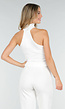 Witte Cropped Haltertop met Gouden Ringdetail