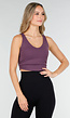 Auberginekleurige Sporttop met Diepe Halslijn en Aansluitende Pasvorm