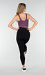 Auberginekleurige Sporttop met Diepe Halslijn en Aansluitende Pasvorm