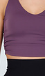 Auberginekleurige Sporttop met Diepe Halslijn en Aansluitende Pasvorm