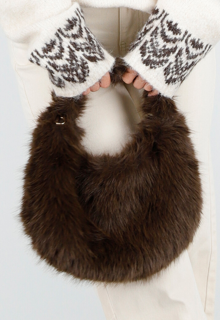 Faux Fur Tas met Gouden Schouderketting