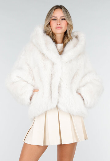 Witte Faux Fur Jas