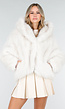 Witte Faux Fur Jas met Capuchon