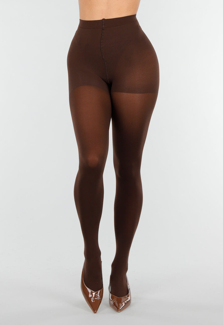 Donkerbruine Panty met Hoge Taille en Corrigerend Effect