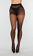 Zwarte Glanzende Panty met Hoge Taille en Corrigerend Effect