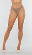 Beige Glanzende Tall Panty met Hoge Taille en Corrigerend Effect