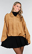 Camel Jas met Suède Look en Oversized Pasvorm