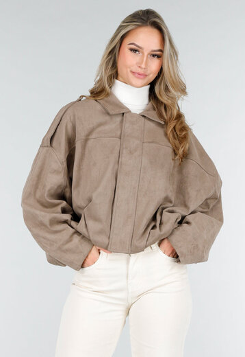 Taupe Suèdelook Jas