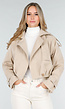 Lichtbeige Korte Trenchcoat met Knopen en Reverskraag
