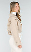 Lichtbeige Korte Trenchcoat met Knopen en Reverskraag
