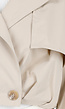 Lichtbeige Korte Trenchcoat met Knopen en Reverskraag