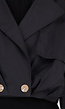 Zwarte Korte Trenchcoat met Knopen en Reverskraag