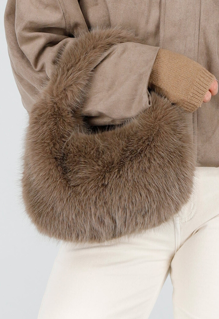Faux Fur Tas met Gouden Schouderketting