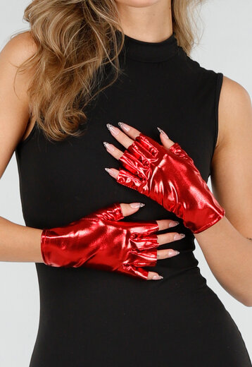 Rode Metallic Stretch Handschoenen