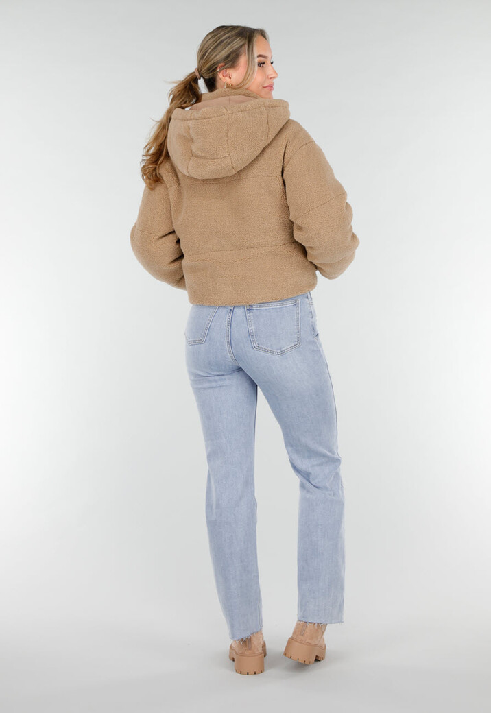 Beige Teddy Jas met Afneembare Capuchon