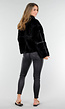 Zwarte Faux Fur Jas met Kraag en Knoopsluiting