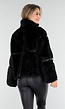 Zwarte Faux Fur Jas met Kraag en Knoopsluiting