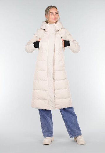 Crèmekleurige Lange Pufferjas