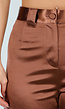 Bruine Satijnen Pantalon met Hoge Taille