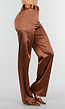 Bruine Satijnen Pantalon met Hoge Taille