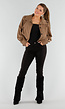 Bruine Cropped Trenchcoat met Knoopsluiting en Brede Kraag