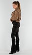 Bruine Cropped Trenchcoat met Knoopsluiting en Brede Kraag